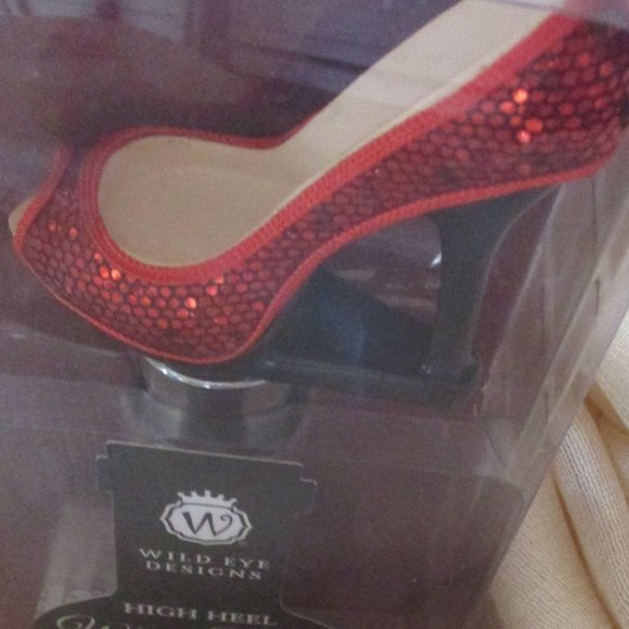 NEW Wild Eye Designs High Heel Glittery Red Wine / Bottle Stopper New in Box - Picture 2 of 6